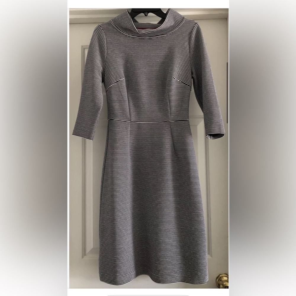 Boden Monochrome Striped Long Sleeve Dress